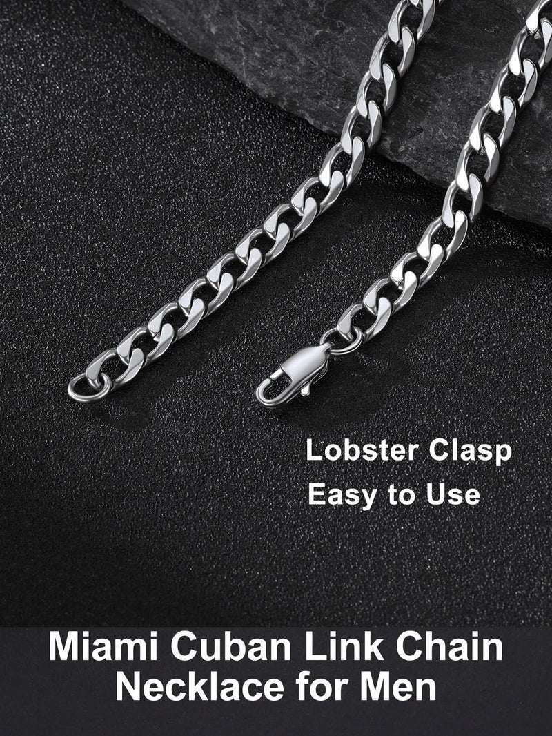Suplight Cuban Link Chain for Men Women 4mm Stainless Steel Miami Cuban Link Chain Necklace 18" Hip Hop Jewelry Silver Chains for Men Father Husband, Send Gift Box - Image 3